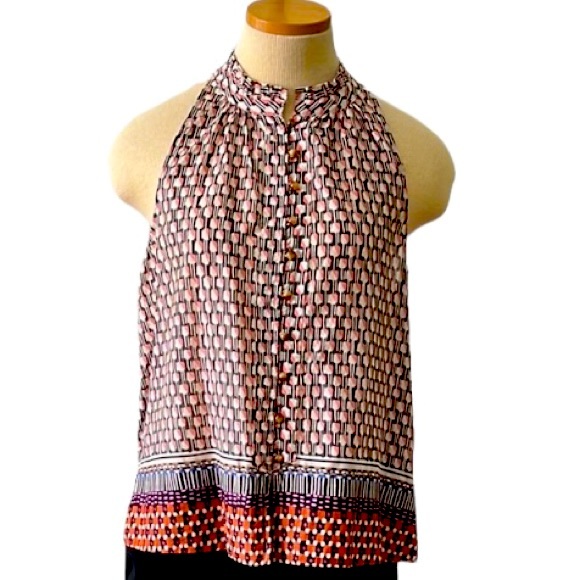 Anthropologie Maeve Multi-Color Print Button-Up Sleeveless Blouse, Medium - Picture 1 of 6
